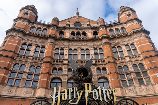 London, England: Palace Theatre and Harry Potter and the Cursed Child. Palace Theater in the West End has been the theatre home of the J. K. Rowling play since 2016. 
