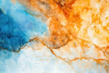 Naklejka premium Marble Texture Orange Blue White Gray Color Elegant Luxury Pattern Veins Waves Flow Stone Wallpaper Background Backdrop Design Decor Decoration