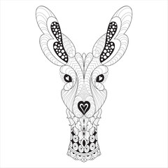 Stylized deer head, vector, illustration, freehand drawing, pattern. Zen art. Ornate vector.
Ethnic illustration for tattoo, poster, print, t-shirt.