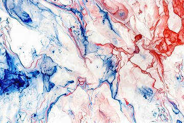Marble Texture Red White Blue America US Flag Fourth of July Independence Day France French Color Elegant Luxury Pattern Veins Waves Flow Stone Wallpaper Background Backdrop Design Decor Decoration - obrazy, fototapety, plakaty