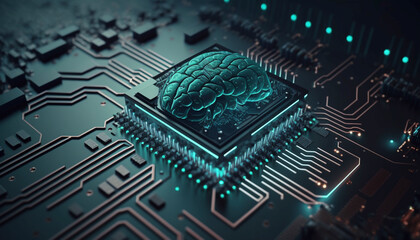 Abstract artificial intelligence brain technology.Generative AI.