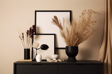 still life with a candle and a book and plants in front of a wall