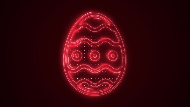 Beautiful Happy Easter Abstract Red Moving Easter Egg Outline Shape. Glowing Abstract Decorated Egg Wallpaper Background