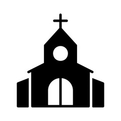 Church with cross isolated vector glyph icon