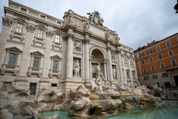 Fototapeta na wymiar Fontana di Trevi, Trevi Fountain in Rome Italy