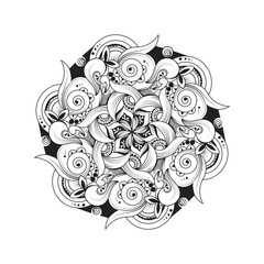 Mandala Line Art for coloring book.meditation Symbol pattern.anti-stress therapy.Ethnic decorative henna Tatto Elements.Islamic,Arabic, Indian,Ottoman motifs.hand drawn vector.Oriental line ornament
