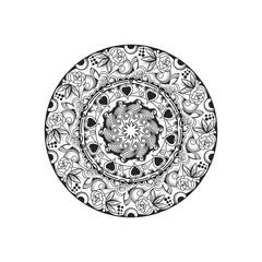 Mandala Line Art for coloring book.meditation Symbol pattern.anti-stress therapy.Ethnic decorative henna Tatto Elements.Islamic,Arabic, Indian,Ottoman motifs.hand drawn vector.Oriental line ornament