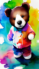 Teddy Bear Watercolor Painting