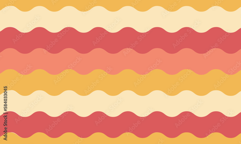 Wall mural trendy vector background in retro 70s,60s style. abstract horizontal background with waves.