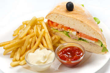 sandwich with fish and vegetables