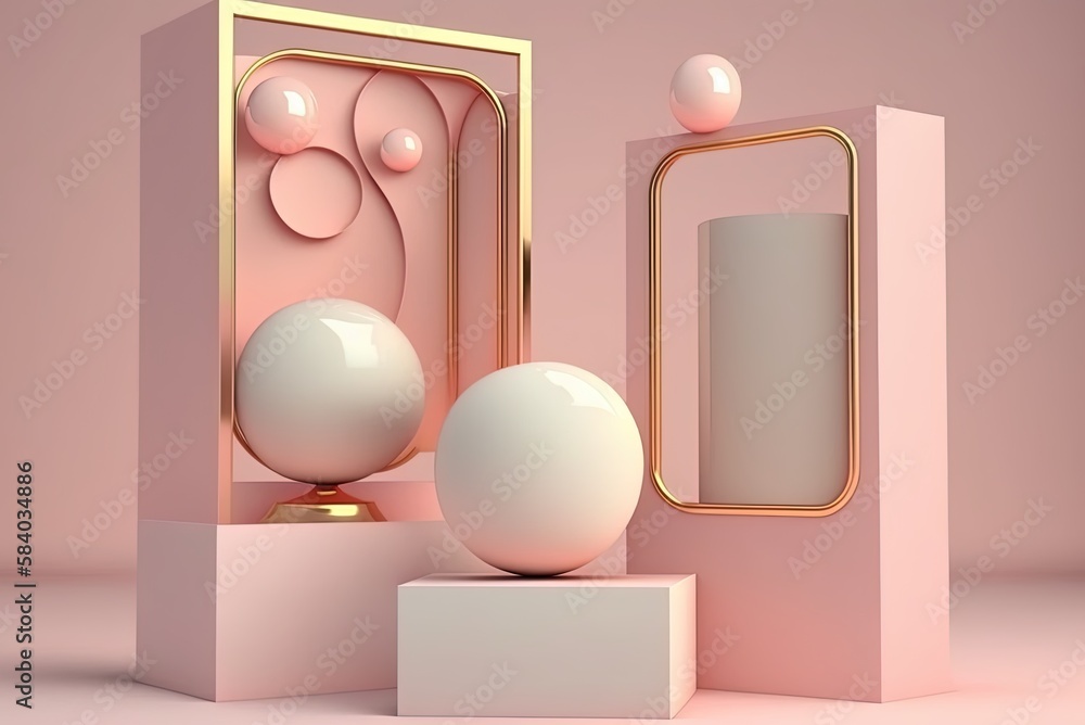 Poster simple layout with abstract pink backdrop illustration Generative AI