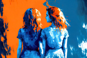 Friendship illustration. Love and friends. Empathy concept. Ai generative