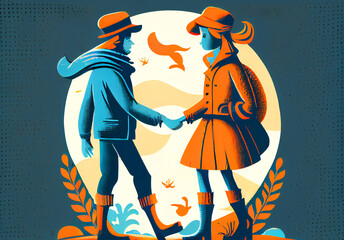Friendship illustration. Love and friends. Empathy concept. Ai generative