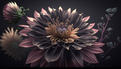 blossom flower close digital generative ai