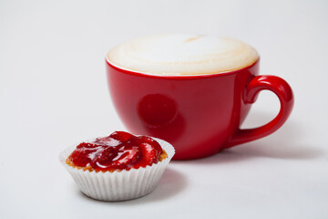 cup of coffee with heart isolated on white background