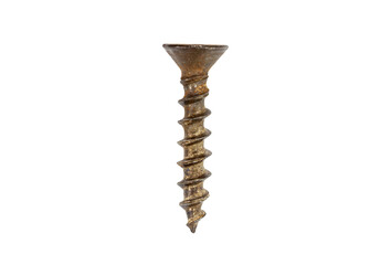 Rusty old screw isolated macro with cut out background. - obrazy, fototapety, plakaty