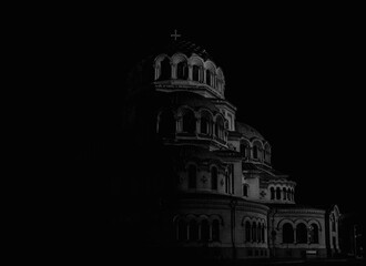 Alexander Nevsky Cathedral in Sofia, black and white