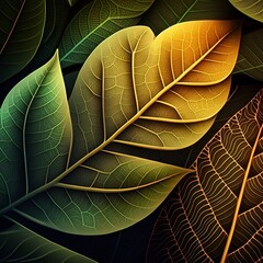 Leaves pattern macro background, Generative AI