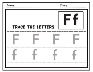 Alphabet tracing practice Letter F. Tracing practice worksheet Educational children Tracing, printable worksheet for kids. Writing training printable worksheet