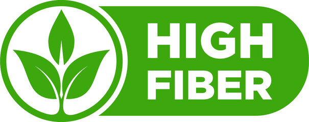 High Fiber Label Isolated, Sticker or Badge For Healthy