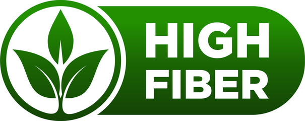 High Fiber Label Isolated, Sticker or Badge For Healthy
