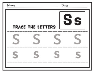 Alphabet tracing practice Letter S. Tracing practice worksheet Educational children Tracing, printable worksheet for kids. Writing training printable worksheet