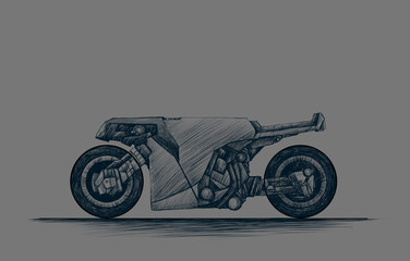 custom electric superbike, sketch - digital painting - obrazy, fototapety, plakaty