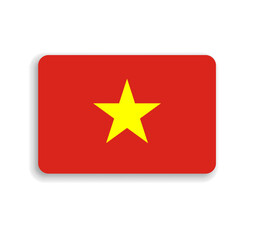 Vietnam flag - flat vector rectangle with rounded corners and dropped shadow.