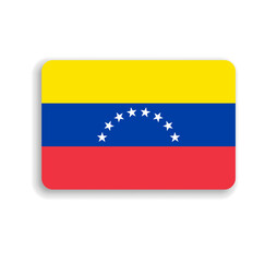 Venezuela flag - flat vector rectangle with rounded corners and dropped shadow.