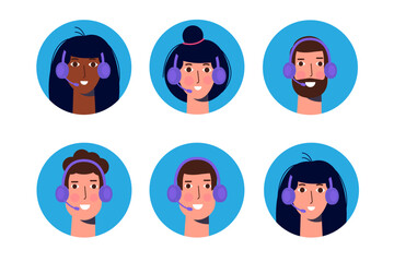 Call center avatar. Male and female avatar icon.