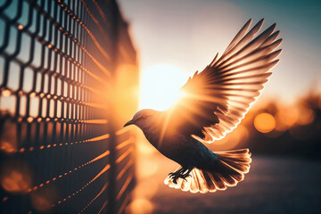 Wings Beyond Bars: A Glimpse of Freedom. Ai generative
