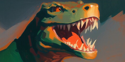 Digital drawing tyrannosaurus, dinosaur, green dinosaur. Wallpaper