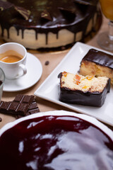 chocolate cake with coffee