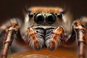 extreme macro close-up of spider eyes and mandibles - post-processed generative AI