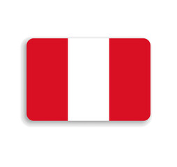 Peru flag - flat vector rectangle with rounded corners and dropped shadow.