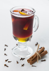 mulled wine with cinnamon and spices