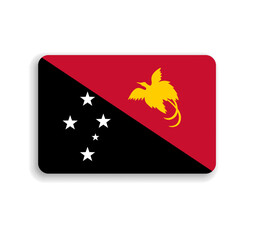 Papua New Guinea flag - flat vector rectangle with rounded corners and dropped shadow.