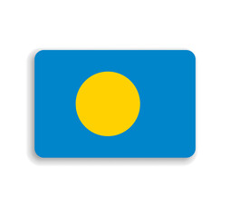 Palau flag - flat vector rectangle with rounded corners and dropped shadow.