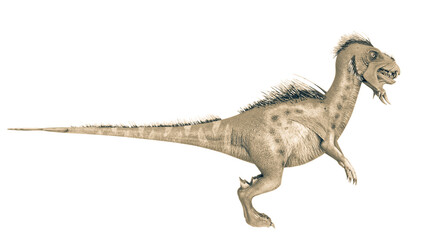 unknown dinosaur is standing up on side view