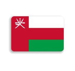 Oman flag - flat vector rectangle with rounded corners and dropped shadow.