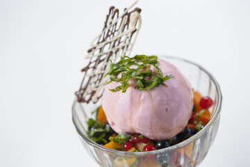 ice cream with fruits and berries