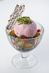 ice cream with fruits and berries