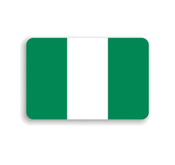Nigeria flag - flat vector rectangle with rounded corners and dropped shadow.