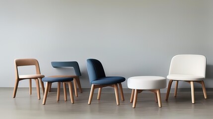 a group of chairs in different colors and sizes - Generative AI