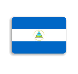 Nicaragua flag - flat vector rectangle with rounded corners and dropped shadow.