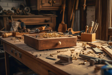 Empty interior of a carpentry, generative ai