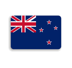New Zealand flag - flat vector rectangle with rounded corners and dropped shadow.