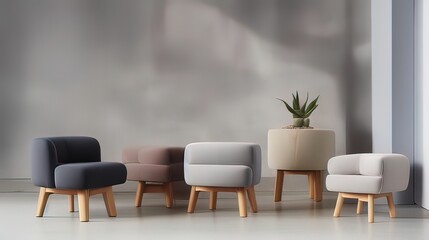 a group of chairs in different colors - Generative AI