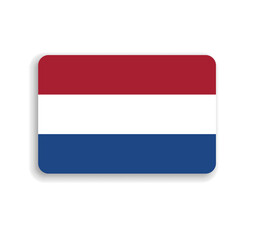 Netherlands flag - flat vector rectangle with rounded corners and dropped shadow.