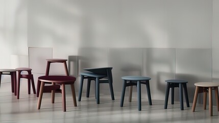a row of stools in different colors - Generative AI